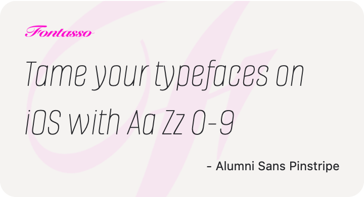 Alumni Sans Pinstripe specimen